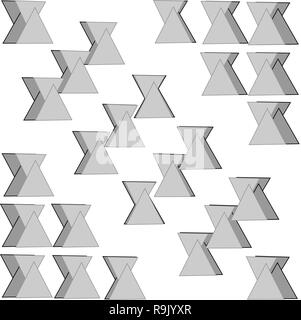 Graue Dreiecke mit Schatten weißer Hintergrund Muster Stock Vektor