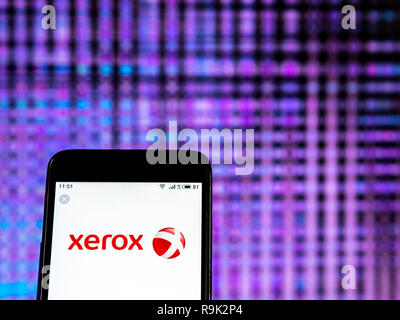 Kiew, Ukraine - Dec 25,, 2018: Xerox Corporation Logo auf dem Smartphone angezeigt Stockfoto