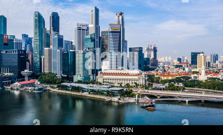 CBD Central Business District, Merlion, Fullerton Hotel, Marina Bay Waterfront, Singapur Stockfoto