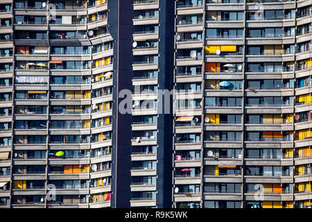 Wohn- Hochhaus, die Neckarufebebauung Norden, auch bekannt als "Nagel", ist eine Wohnanlage im Mannheimer Stadtteil Neckarstadt-Ost, 30 floo Stockfoto