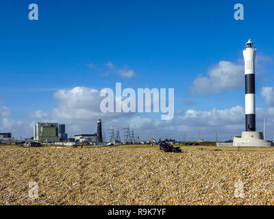 Leuchtturm Dungeness und Akw-England. Stockfoto