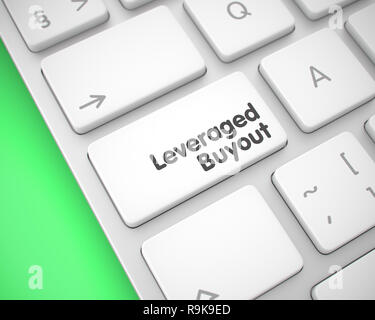 Online Service Konzept: Leveraged Buyout auf der Aluminium Tastatur liegend auf grünem Hintergrund. Nahaufnahme des Leveraged Buyout Tastatur White Key. 3D-Ren Stockfoto