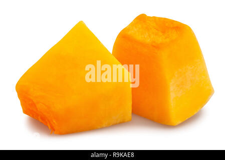 In Scheiben geschnitten butternut squash Pfad isoliert Stockfoto