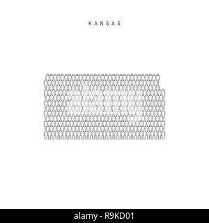 Leute Karte von Kansas, USA. Stilisierte Silhouette, Leute in der Form einer Karte von Kansas. Kansas Bevölkerung. Abbildung isoliert auf weißem B Stockfoto