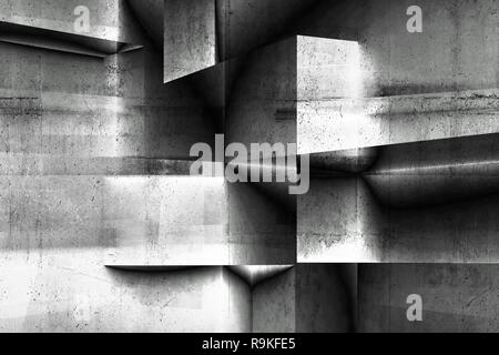 Abstrakte geometrische konkreten Hintergrund Muster mit Double Exposure Effekt, 3D-Rendering illustration Stockfoto