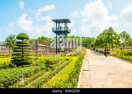 Hauptansicht der Kokospalme Gefängnis auf der Insel Phu Quoc in Vietnam. Stockfoto