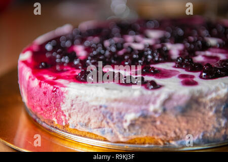 Hausgemachten blueberry Panna Cotta, Nahaufnahme, selektiver Fokus Stockfoto