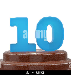 Anzahl 10 10 auf Cho? olate Kuchen. 3D-Render Abbildung. Stockfoto