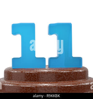 Nummer 11 Elf auf Cho? olate Kuchen. 3D-Render Abbildung. Stockfoto