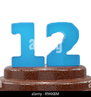 Nummer 12 Zwölf auf Cho? olate Kuchen. 3D-Render Abbildung. Stockfoto