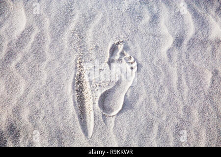 Fußabdruck im Sand im White Sands National Monument Stockfoto