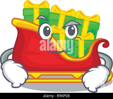 Grinsend Weihnachtsmann sleigh in Form Cartoon Stock Vektor