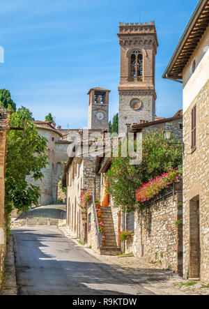 Das idyllische Dorf Corciano, in der Nähe von Perugia, in der Region Umbrien in Italien. Stockfoto