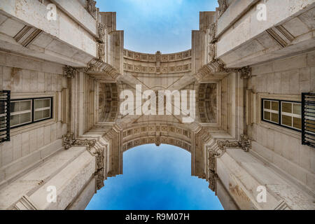 Detail der Rua Augusta Arch (Arco da Rua Augusta) in der Stadt Lissabon, Portugal Stockfoto