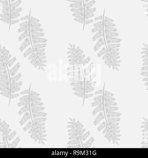 Farn Wedel Silhouetten auf grauem Hintergrund nahtlose Muster. Blütendruck. 10 eps Stock Vektor