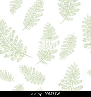 Farn Wedel Silhouetten nahtlose Muster. Blütendruck. 10 eps Stock Vektor