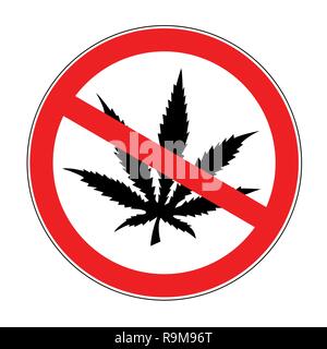 Keine Drogen zeichen Symbol Cannabis Verbot Symbol mit Cannabis leaf Vector Illustration Stock Vektor
