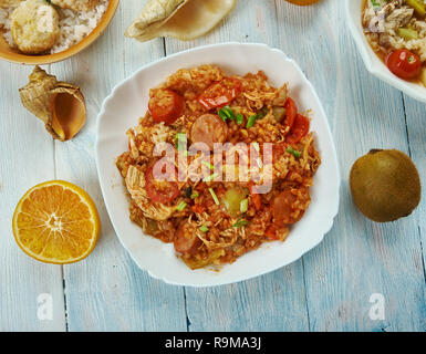 Türkei Knochen Gumbo, Kreolisch, Küche, Traditionelle verschiedene Gerichte, Ansicht von oben. Stockfoto