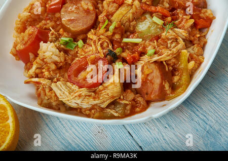 Türkei Knochen Gumbo, Kreolisch, Küche, Traditionelle verschiedene Gerichte, Ansicht von oben. Stockfoto