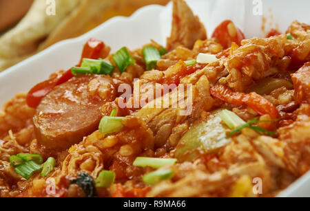 Türkei Knochen Gumbo, Kreolisch, Küche, Traditionelle verschiedene Gerichte, Ansicht von oben. Stockfoto