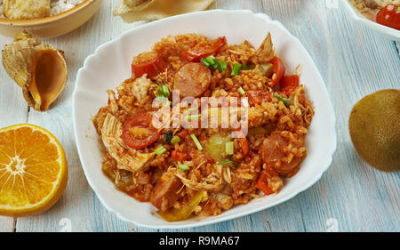 Türkei Knochen Gumbo, Kreolisch, Küche, Traditionelle verschiedene Gerichte, Ansicht von oben. Stockfoto