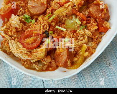 Türkei Knochen Gumbo, Kreolisch, Küche, Traditionelle verschiedene Gerichte, Ansicht von oben. Stockfoto