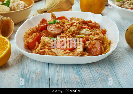 Türkei Knochen Gumbo, Kreolisch, Küche, Traditionelle verschiedene Gerichte, Ansicht von oben. Stockfoto