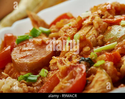 Türkei Knochen Gumbo, Kreolisch, Küche, Traditionelle verschiedene Gerichte, Ansicht von oben. Stockfoto