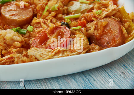 Türkei Knochen Gumbo, Kreolisch, Küche, Traditionelle verschiedene Gerichte, Ansicht von oben. Stockfoto