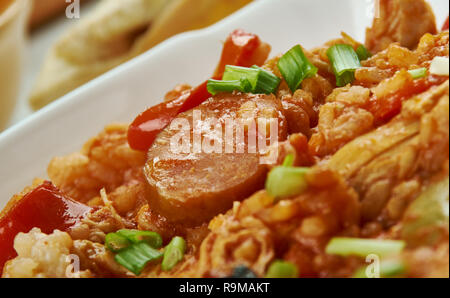 Türkei Knochen Gumbo, Kreolisch, Küche, Traditionelle verschiedene Gerichte, Ansicht von oben. Stockfoto