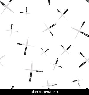Nahtlose Muster der Küche Messer auf einem weißen Hintergrund. Vector Illustration in 3D-Stil Stock Vektor