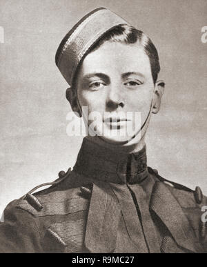 Sir Winston Leonard Spencer-Churchill, 1874 - 1965. Britischer Politiker, Staatsmann, Offizier und Schriftsteller, der Premierminister des Vereinigten Königreichs von 1940 bis 1945 und erneut von 1951 bis 1955. Hier als Armee Cadet 1893 gesehen. Stockfoto