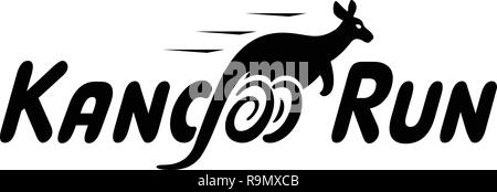 Kangoo Run logo Icon Designs Vector mit laufendem Känguru. Stock Vektor