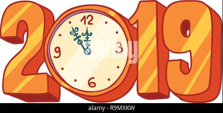 2019 Neues Jahr. Pop Art retro Vektor Illustration kitsch Vintage Stock Vektor