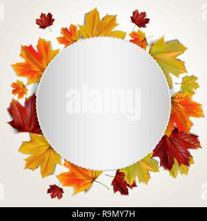 Herbst bunt Ahornblätter in einer runden Form, Vector Illustration Stock Vektor