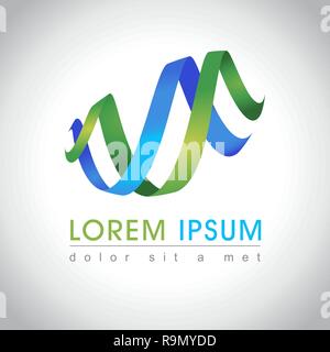 Abstrakte cyan und grünen Swirl logo Sample, Vector Illustration Stock Vektor