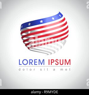Abstrakte runde Form amerikanische Flagge logo Sample. US national Symbols, Vector Illustration Stock Vektor