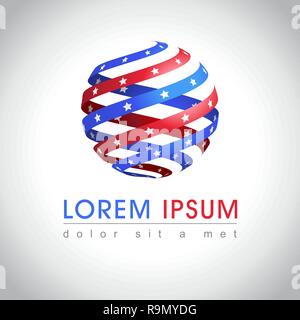 Abstrakte runde Form amerikanische Flagge logo Sample. US national Symbols, Vector Illustration Stock Vektor
