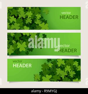 Satz von Green Schneidwerke, die mit Klee Blätter und Banner zum St. Patrick's Day, Vector Illustration Stock Vektor