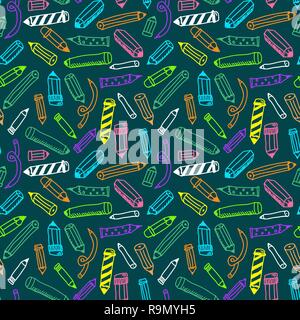 Bleistifte Skizze nahtlose bunte Muster in doodle Stil, Vektor, Abbildung Stock Vektor