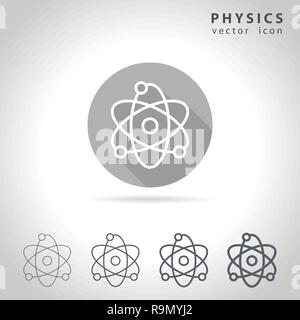 Physik Umrisse Icon Set, Sammlung von Atom Symbole, Vector Illustration Stock Vektor
