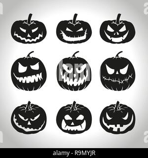 Satz von Halloween Kürbisse isoliert auf weißem Stock Vektor