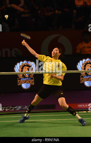 Hyderabad, Indien. 25 Dez, 2018. Die Spieler sind in Hyderabad Hunter vs Chennai Smashers Eröffnung Riegel in Vodafone Premier Badminton Liga 4 an Indoor Stadium Gachibowli Hyderabad. Credit: Varun Kumar Mukhia/Pacific Press/Alamy leben Nachrichten Stockfoto