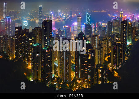 Hong Kong Wolkenkratzer skyline Stadtbild anzeigen Stockfoto