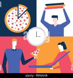Bei der Arbeit Mittagessen - flaches design Stil bunte Illustration Stock Vektor