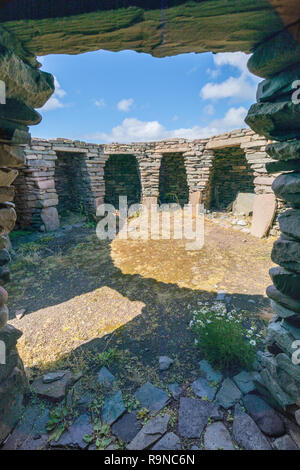 Alte Scatness Round House, Shetland Inseln Stockfoto