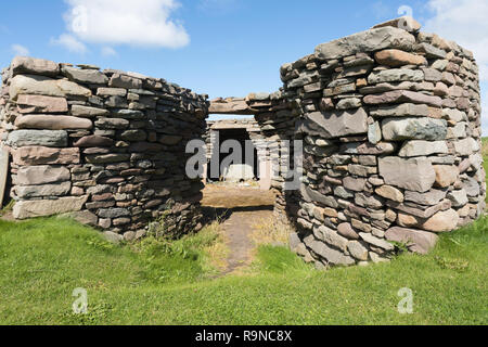 Alte Scatness Round House, Shetland Inseln Stockfoto