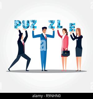 Business Paar mit puzzleteile Vector Illustration Design Stock Vektor