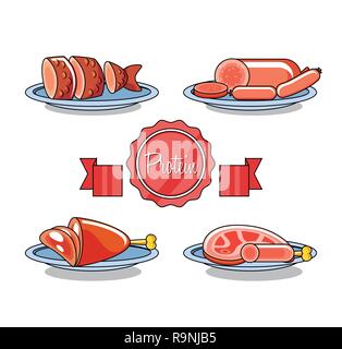 Wurst Produkte Menü Vector Illustration Design Stock Vektor