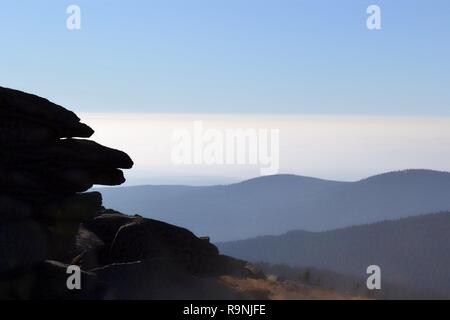 Felsen auf dem Gipfel des Brocken im Nationalpark Harz Stockfoto